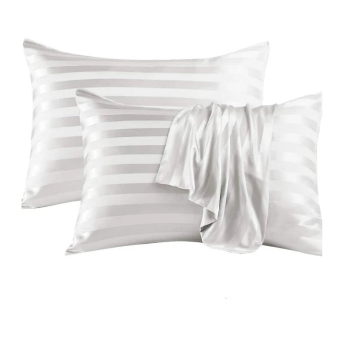 Imitation Silk Pillow case satin Stripe pillowcases cases Covers for bed pillows 2 pieces High-quality Jacquard Envelope Closure