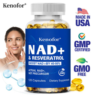 NAD+ Supplements, Anti-aging, Enhance Brain and Cellular Energy, Promote Cardiovascular Health, Regulate Metabolism,120 Capsules
