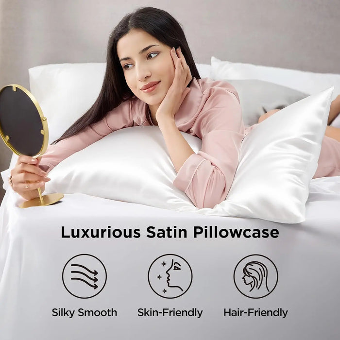 Bedsured King Size Satin Pillowcase Set of 2 - Silky Pillow Cases for Hair and Skin with Envelope Closure Gifts for Women Men