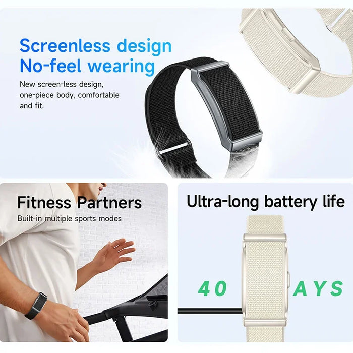 New No Screen Smart Watch HRV Sleep Monitor Pedometer Call Reminder Message Notification Smart Bracelet 100+ Sports Fitness Band