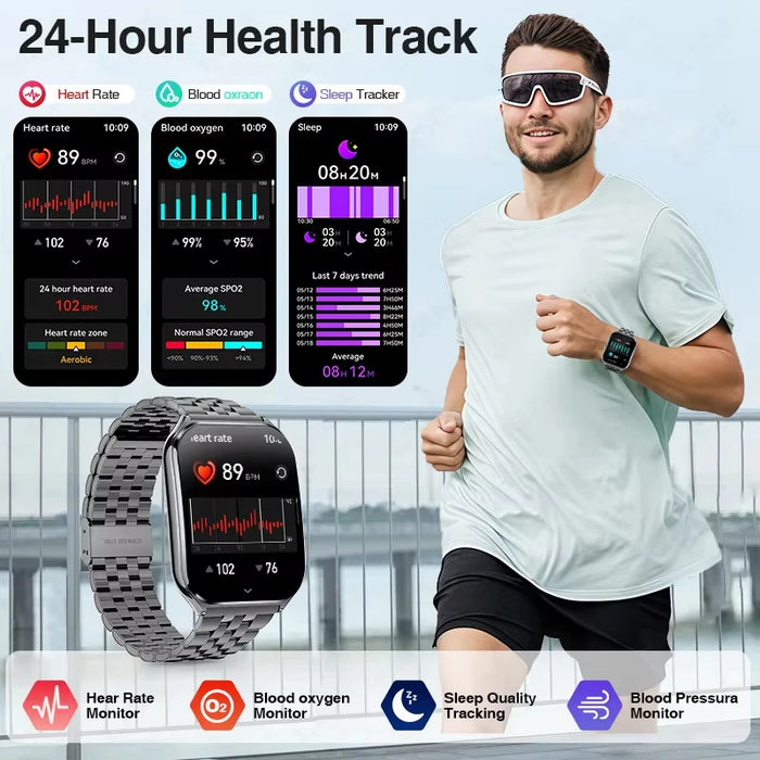 New Ultra-Thin Smartwatch for Men Women -  Bluetooth Call  with IP67 ， GPS Tracking, All-Day Health Monitor ， Fitness Watch