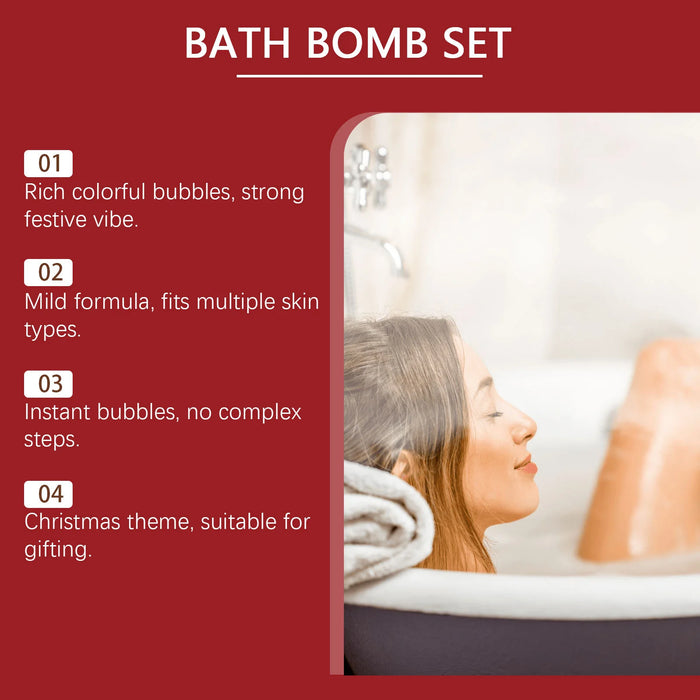Christmas Bubble Bath Ball Gift Box Relaxing Moisturizing Dry Skin Fatigue Relief Smoothing Colorful Salt Ball Bubble Bombs Set
