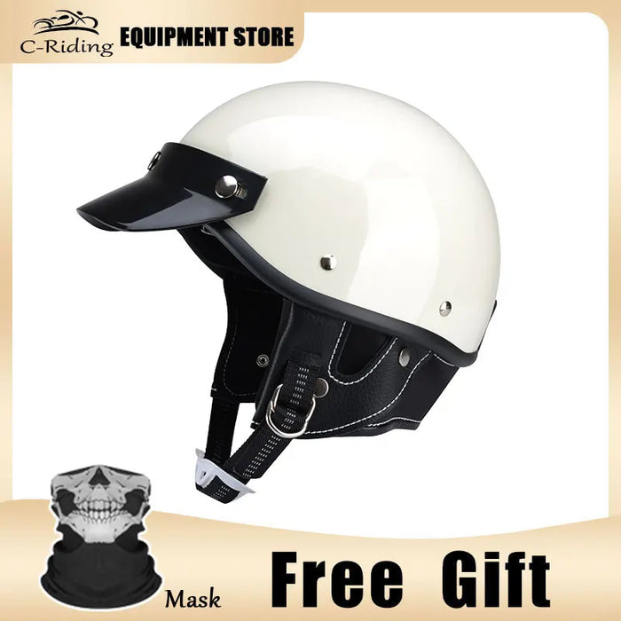 Retro Motorcycle Half Helmet Man Women Casco Moto Motocross Safety Cap Four Seasons Japanese Electric Motorbike Open Face Helmet