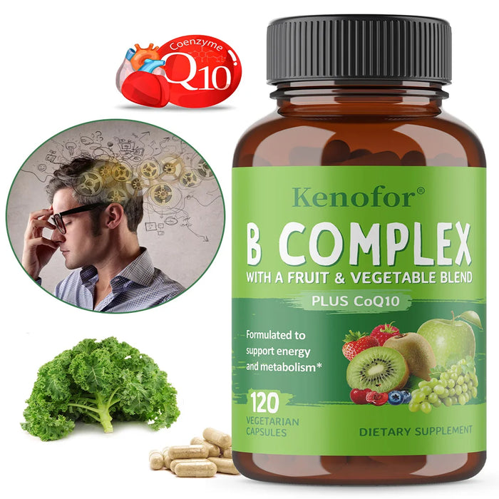 B Vitamins Supplement, with Vitamins B1,B2,B3,B5,B6,B12 and Folic Acid,Metabolic Support,Skin Health,Enhance Memory,Improve Mood