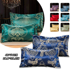 1 Pair Satin Jacquard Pillowcase Soft Smooth Bedding Cushion Cover 48*74cm Mulberry Satin Pillow Cover