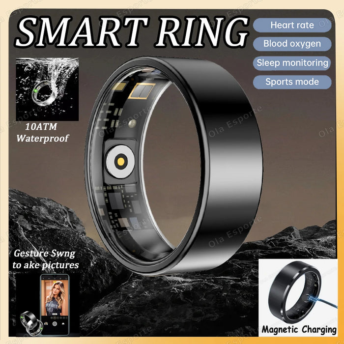 2025 New Smart Ring Blood Oxygen Heart Rate Sleep Monitor Sports GPS Tracking Remote Care 10ATM Waterproof Men Women Smartring