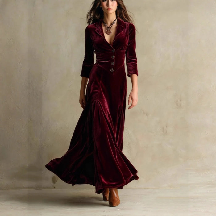 Elegant Lapel Dress Ladies' Fashionable Long Sleeved Dress Spring And Autumn Women'S Outdoors Dress