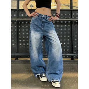 2025 New women's jeans, wide-leg jeans, unisex design, loose-fitting, slimming, draping, casual, floor-length pants