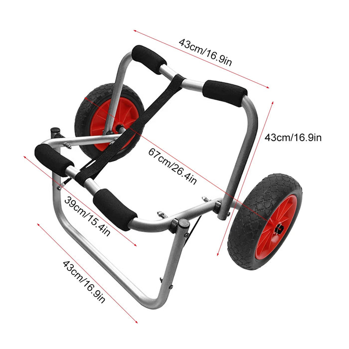 80KG Loading Capacity Foldable Kayak Trolley Energy-saving Two-wheeled Carrier Cart for Kayak Canoe Boat