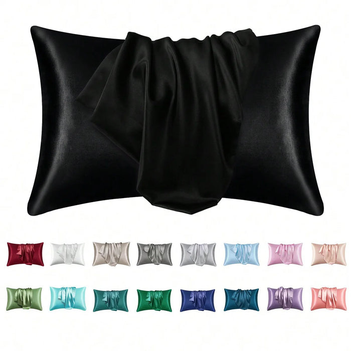 2 pcs Pillowcase for Hair and Skin, Silk Satin Pillowcase  Pillow Cases Set of 2， Silky Pillow Cover with Envelope Closure