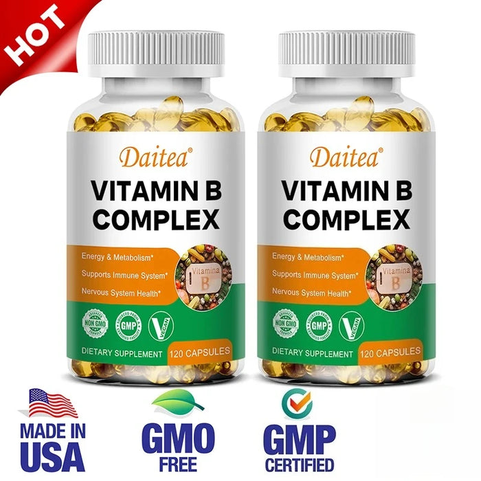 Daitea Compound VitaminB Capsules VB B1 B2 B3 B5 B6 B7 B9 B12 Better Mood Assists Nervous System &Energy Support Supplement