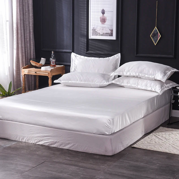 Satin Bedsheet Mattress Cover Faux Silk Flat Sheet Pillowcase Sets Bedspread Bedding Full Queen King Size for Bedroom Home Decor