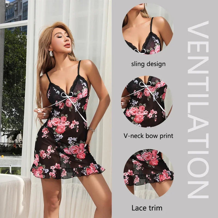 Sexy Nightwear Women Pajamas Dress Lace Halter Ripe Girl Style Sexy Backless Short Dress Summer Dress Ladies Nightgown Europe