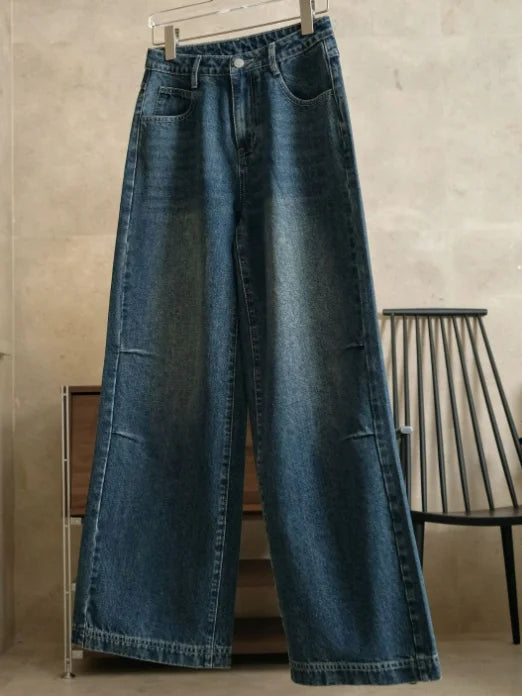 Women's High Waist Wide Leg Jeans Spring Summer Casual Loose Fit Solid Color