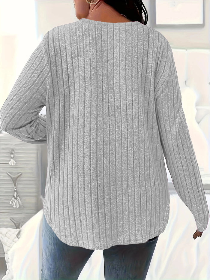 Ladies' autumn and winter clothing, casual and elegant, pure color zipper long-sleeved pullover T-shirt, women's loose clothes,