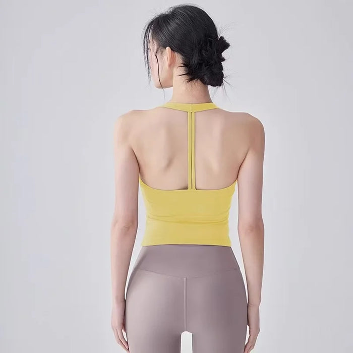 Fitness Vest T-shaped Backless Gathering Fitness Gym Running Shock-proof and Quick-drying Breathable Outside Wear Yoga Clothes