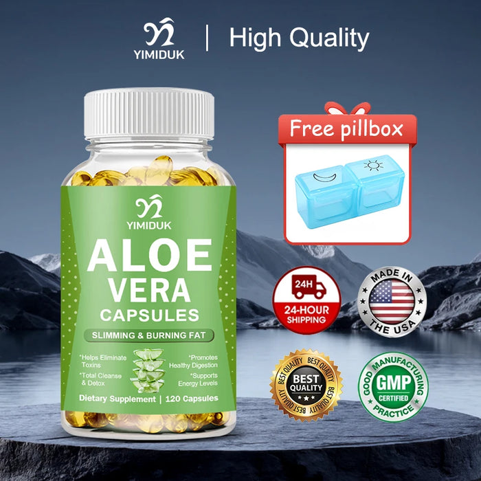 Natural Herbal Aloe Vera Supplement, Support Digestive Health & Natural Detox, Skin Care & Immune System Aid, GMP Certified