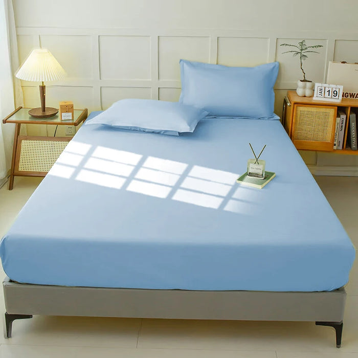 Waterproof Fitted Sheet Bedding Cover Bed Cloth Solid Color Mattress ,Soft Breathable Noiseless Bed Cover Deep Pocket Large size