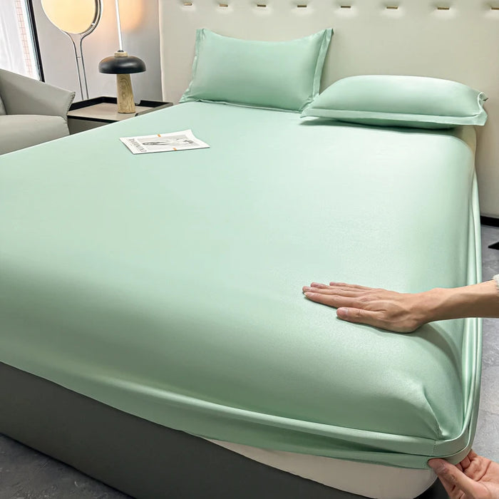 Double Bed Sheets Polyester Bedding Fitted Sheet Only(no Pillowcase) Elastic Band Around Cool Mattress Cover King Size Bed Cover