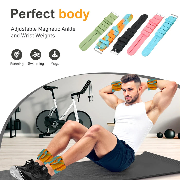 1Pair Ankle Wrist Weights (495g Each) Adjustable Leg Arm Weights, Weighted Wristbands Bracelets for Walking, Running, Yoga