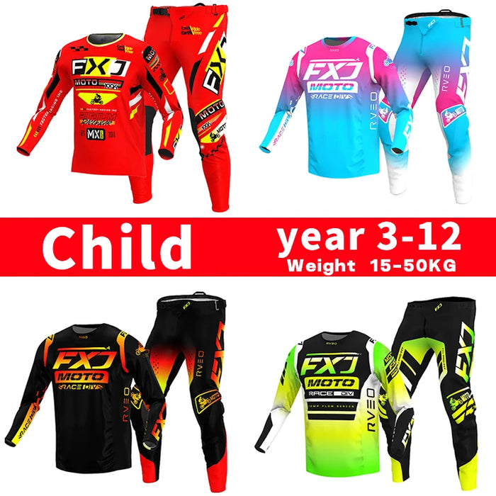 SIZE 20 22 24 26 28 motocross jersey and pants kids FXJ enduro gear set MX Gear Set children Youth MTB DH UTV Racing Sui