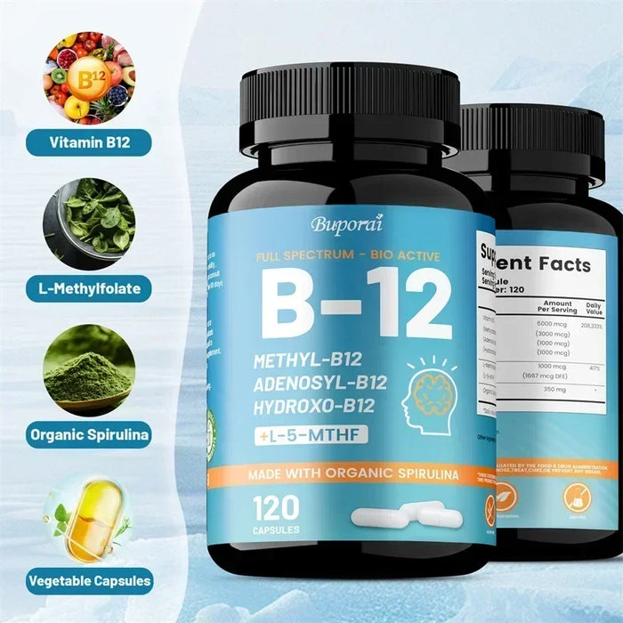 Vitamin B12 - Promotes Brain Health, Boosts Cellular Energy, Improves Mood, Maintains Mental Clarity, and Increases Energy