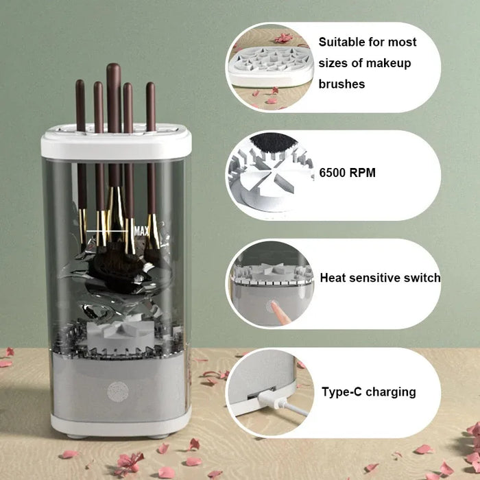 3-in-1 Electric Makeup Brush Cleaner - Automatic Washing & Drying, Type-C Charging, Fast & Deep Cleaning for Cosmetic Brushes