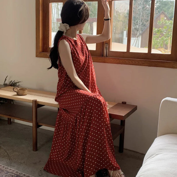 Ladies Summer Spwear Cotton Silk Thin Svel Casual Long Dr round Ne Single Button Print Home Comfortable Faion...