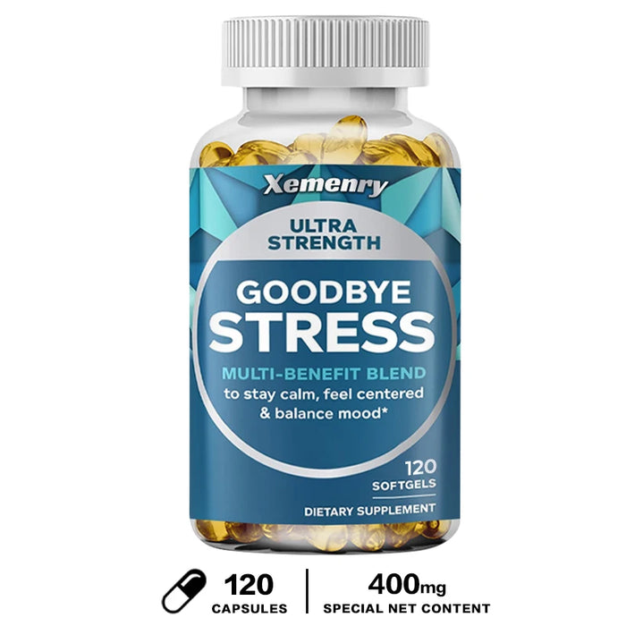Stress Relief Capsules with GABA, L-Theanine, Mood & Stress Relief 120 Capsules Gluten Free Non-GMO, Improve Memory