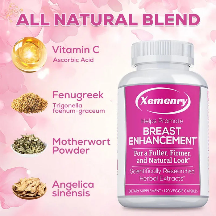 Breast Enhancement Capsules - Supports Balanced Estrogen Metabolism, Enlarges Breasts, Improves Skin, Regulates Mood, Non-GMO Ve
