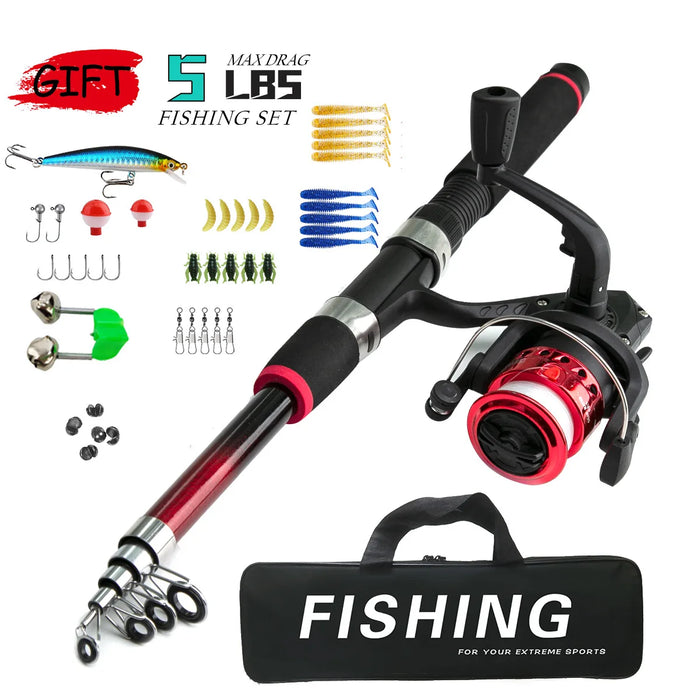 Kids Fishing Rod Reel Combo 1 8m with Soft Bait Landing Net Complete Fishing Gear