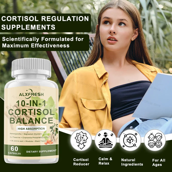 Cortisol Capsules Support Lower Cortisol Levels Relieve Stress Improve Mood and Sleep Quality Increase Energy Reduce Fatigue