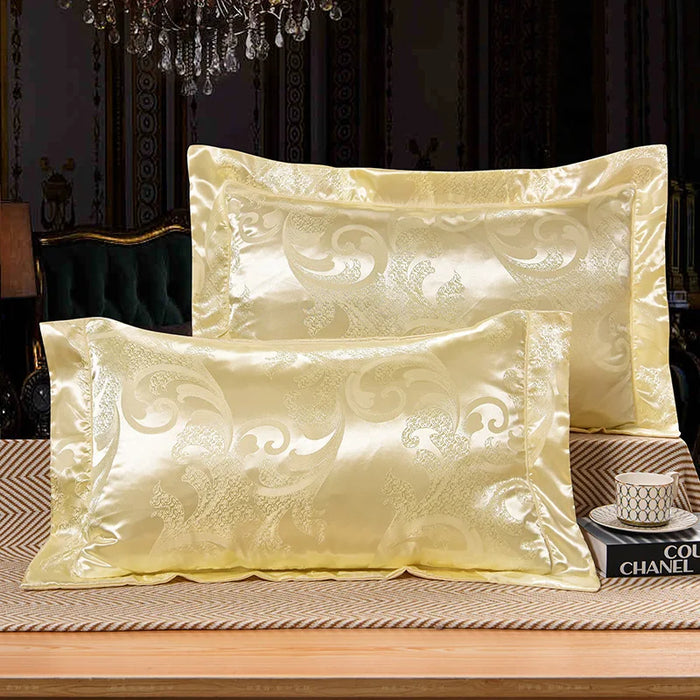 1 Pair Satin Jacquard Pillowcase Soft Smooth Bedding Cushion Cover 48*74cm Mulberry Satin Pillow Cover