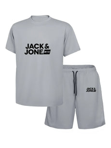 New fashionable summer sports suit for men, casual fitness, jogging, basketball, fashionable short sleeved T-shirt+shorts 2 sets