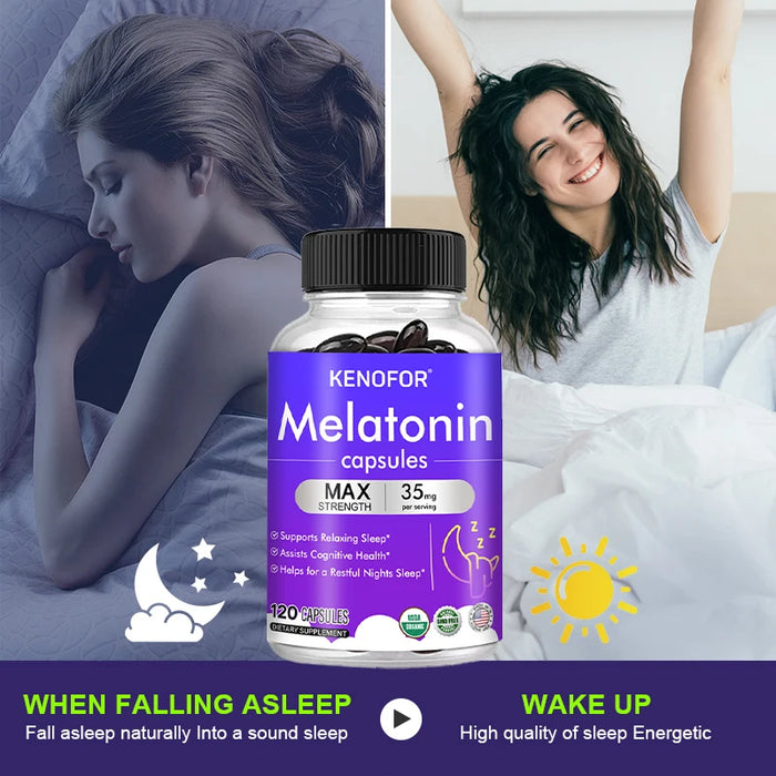 Melatonin 20 Mg Capsules - Helps with Relaxation, Improves Sleep Quality, Promotes Deep Sleep, Boosts Energy, and Balances Mood
