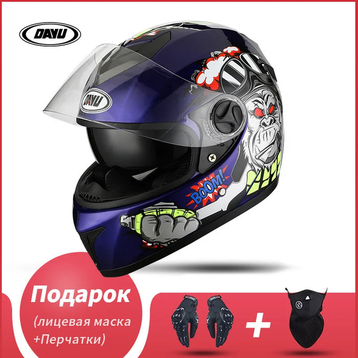 Motorbike Helmet  For Adults Motocross Helmets Casco Motorbike Helmet Full Face  Modular Dual Lens Double Visors