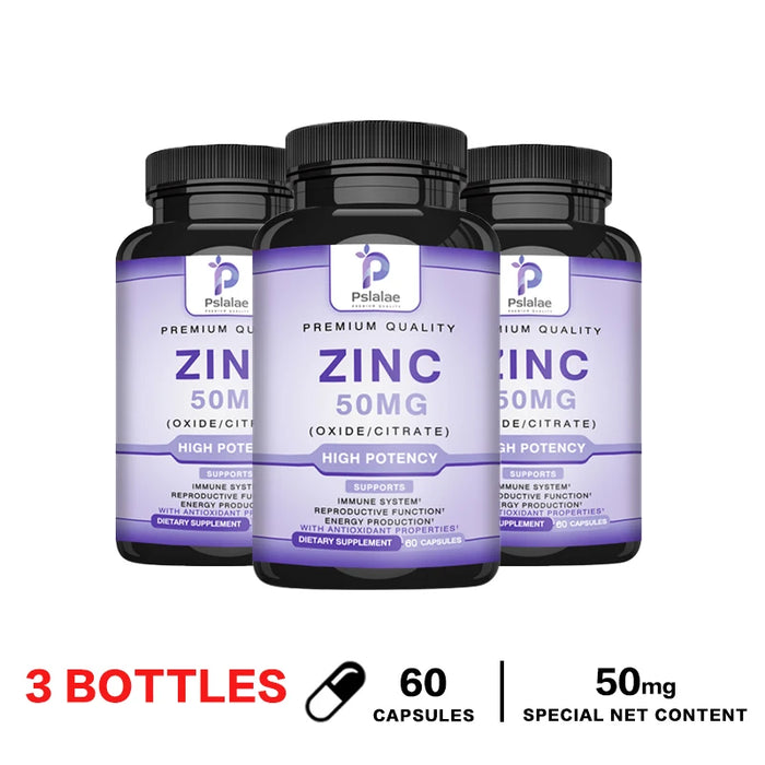 Zinc Supplements - Promotes Energy Production, Supports Immune System and Overall Health