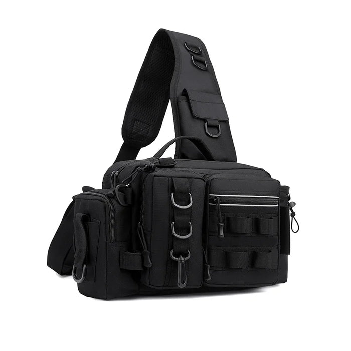 Fishing Backpack with Bait Box and Gear Storage Men's Outdoor Fishing Bag with Rod Support Sling Durable Waterproof Adjustable
