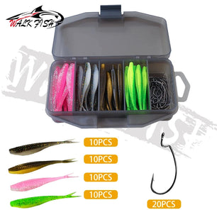 WALK FISH 61 Pieces/Set Of Bionic Fish Soft Bait Fishing Gear With Hook Storage Box Soft And Portable Outdoor Fishing Gear