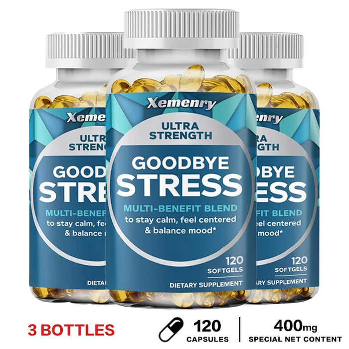 Stress Relief Capsules with GABA, L-Theanine, Mood & Stress Relief 120 Capsules Gluten Free Non-GMO, Improve Memory