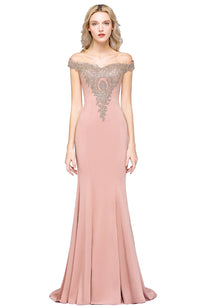 Women Evening Dresses Evening Prom Formal Gowns Wedding Party Long Dress Lace Applique Off Shoulder Dresses Gala