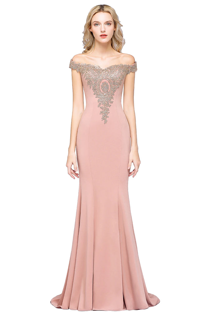 Women Evening Dresses Evening Prom Formal Gowns Wedding Party Long Dress Lace Applique Off Shoulder Dresses Gala