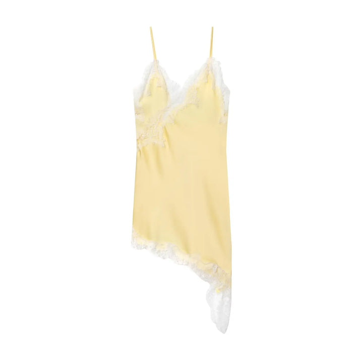 MUJER Lace Slip Mini Dress Women Satin Backless Summer Dress Woman Asymmetric Party Women's Dress Sexy Beach Dresses for Women