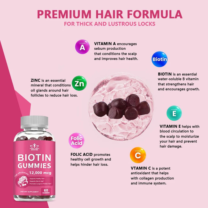 Collagen Gummies Biotin Gummies for Skin Care Health Nails Hair Growth Vitamins Collagen Protein Supplement