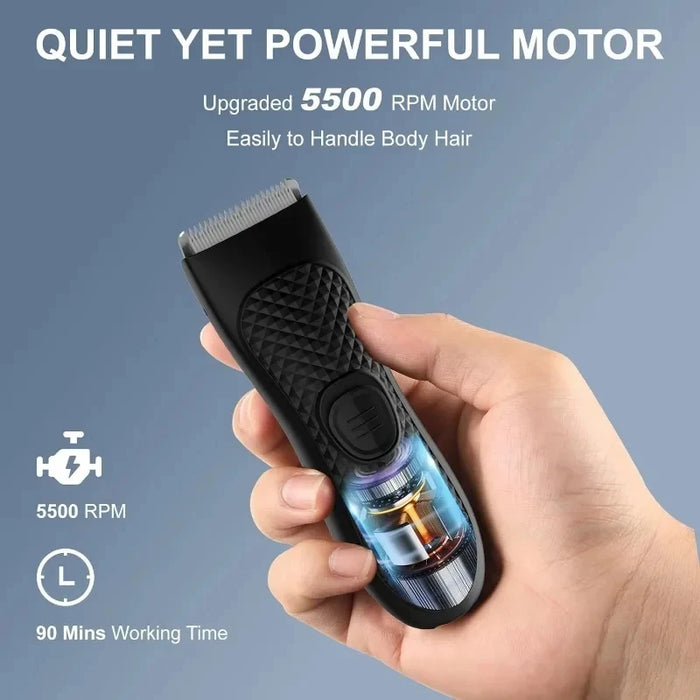 Men's Electric Body Hair Trimmer Rechargeable Shaver Ceramic Blades Waterproof Personal Care Grooming Tools