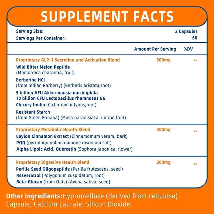 GLP-1 Supplement - Helps Reduce Weight and Bloating, Promotes Digestion and Gut Health, and Increases Satiety