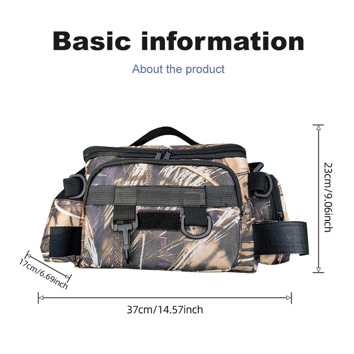 Fishing Tackle Backpack Lure Box Gear Storage Bag Fanny Pack for Men Fly Fishing Backpack with Rod Holder Sling Shoulder Bag