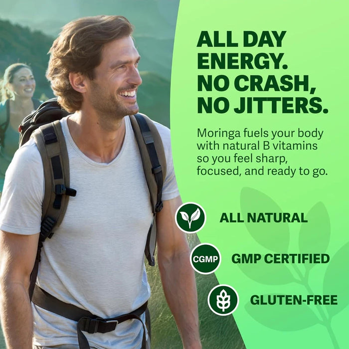 Buy 1 Get 1 Free! Premium Moringa Oleifera Supplement, for Skin Glow, Energy & Blood Sugar Balance, Powerful Detox, Women & Men
