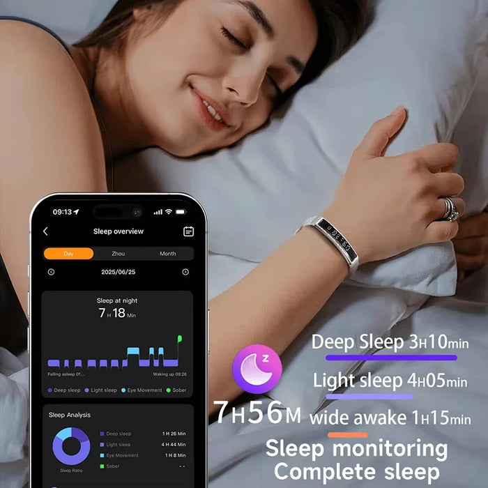 Smart Bracelet Fitness Tracker 24H Sleep Tracker All-Day Continuous Heart Rate Stress HRV Monitor Step Counting Sport Smart Band