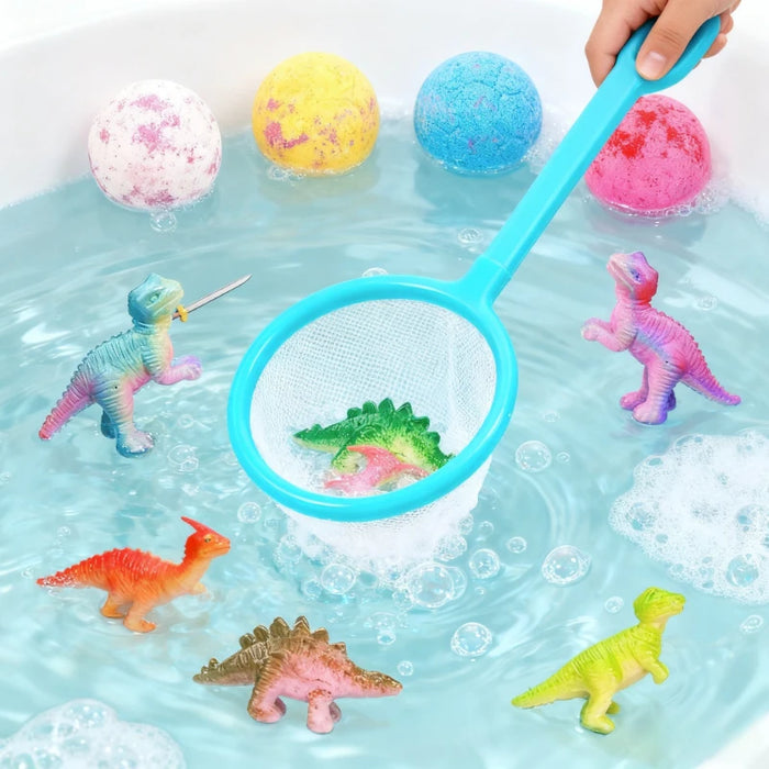 Dino Egg Spa Surprise Bath Bombs for Kids - Gentle Exfoliation, Deep Moisture & Skin Nourishment w/ Random Dino Toy，Handmade